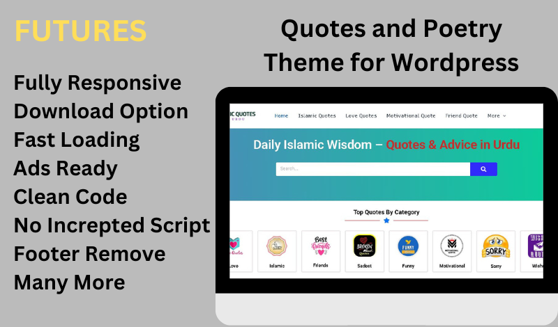 Urdu Quotes & Poetry WordPress Theme - Perfect for Islamic Content
